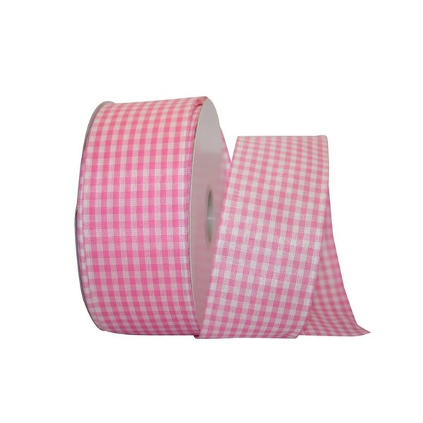 Reliant Ribbon Great Gingham 3 Value Wired Edge Ribbon Pink 2.5 in. x 50 yards 90052W-061-40K